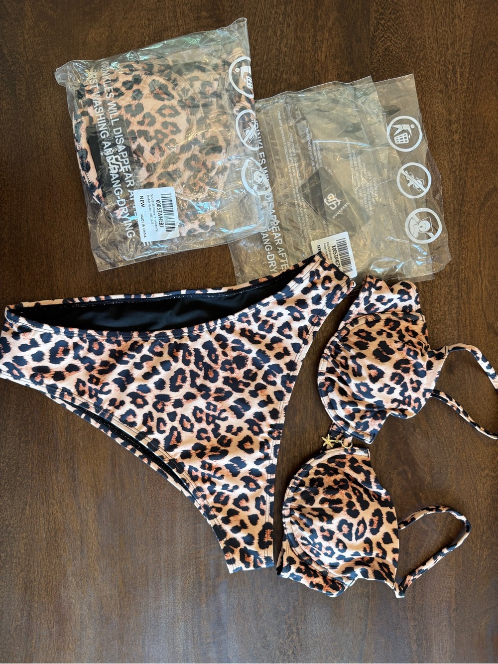 Leopard Print Bikini Set - Pink Brown Black